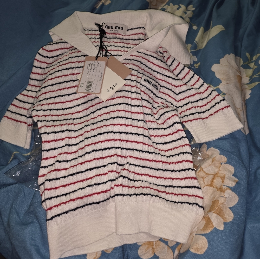 Miu Miu Women's Striped Sweater - White, Red, and Black